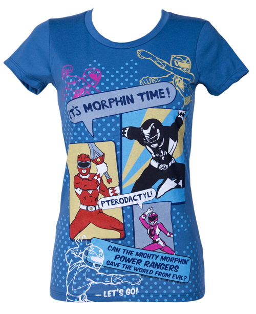 Ladies Mighty Morphin Power Rangers Comic Tee
