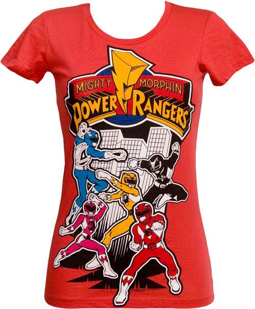 Ladies Mighty Morphin Power Rangers T-Shirt from Mighty Fine