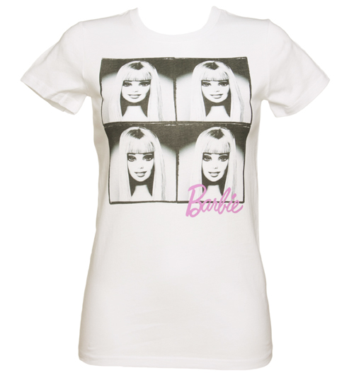 Mighty Fine Ladies White Barbie Photocopy T-Shirt from