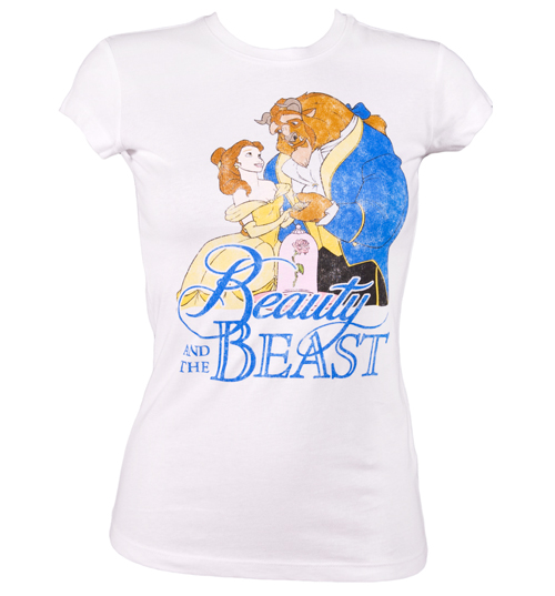 Ladies White Beauty And The Beast T-Shirt from