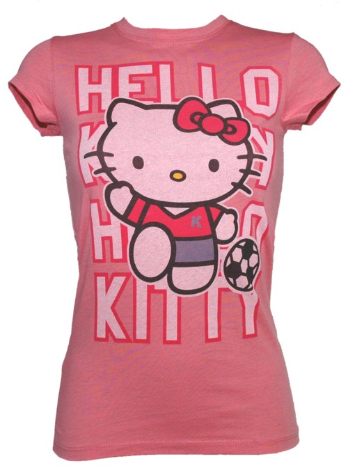 Pink Hello Kitty Footballer Ladies T-Shirt from Mighty Fine
