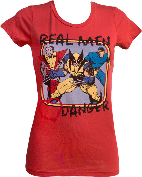 Real Men Love Danger Ladies Marvel T-Shirt from Mighty Fine