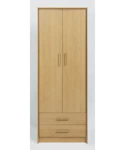 2 Door 2 Drawer Wardrobe - Oak Finish