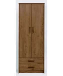 milan 2 Door 2 Drawer Wardrobe - Walnut Finish
