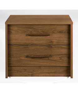 milan 2 Drawer Bedside Chest - Walnut Finish