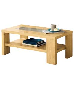 milan Beech Effect Coffee Table with Glass