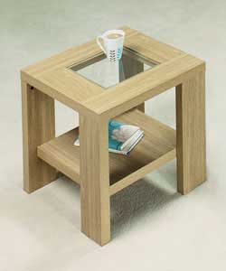 Milan Oak Finish End Table with Glass