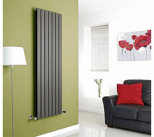 Milano Alpha - Anthracite Vertical Double Designer Radiator 1600mm x 490mm - Slim Vertical Panel Rad - Tall Luxury Central Heating Radiators - Fixing Brackets included - 15 YEAR GUARANTEE!
