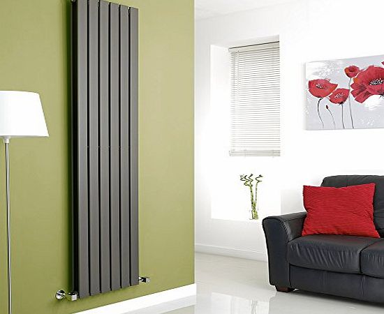 Milano Alpha - Anthracite Vertical Double Designer Radiator 1800mm x 420mm - Slim Vertical Panel Rad - Tall Luxury Central Heating Radiators - Fixing Brackets included - 15 YEAR GUARANTEE!