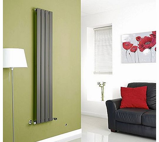 Milano Alpha - Anthracite Vertical Single Designer Radiator 1600mm x 280mm - Slim Vertical Panel Rad - Tall Luxury Central Heating Radiators - Fixing Brackets included - 15 YEAR GUARANTEE!
