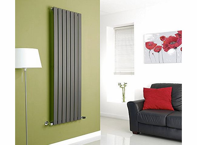 Milano Alpha - Anthracite Vertical Single Designer Radiator 1600mm x 490mm - Slim Vertical Panel Rad - Tall Luxury Central Heating Radiators - Fixing Brackets included - 15 YEAR GUARANTEE!