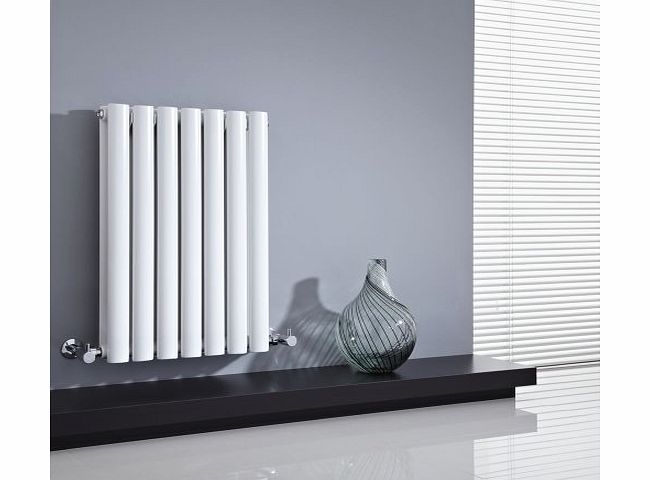 Milano Aruba - White Horizontal Designer Radiator 635mm x 415mm - Double Panel Oval Vertical Column Rad - Luxury Central Heating Radiators - Fixing Brackets included - 15 YEAR GUARANTEE