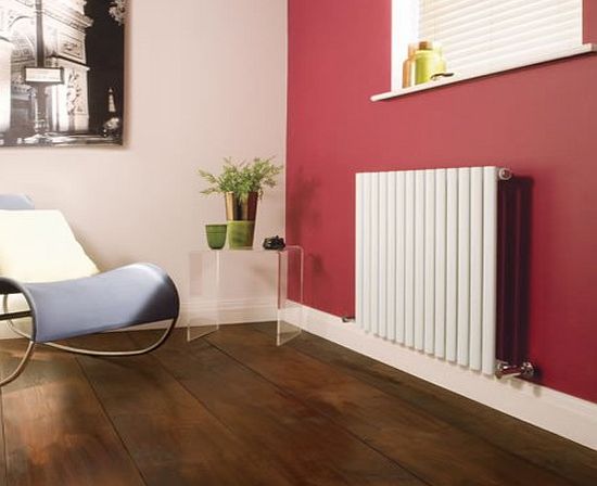 Milano Aruba - White Horizontal Designer Radiator 635mm x 834mm - Single Panel Oval Vertical Column Rad - Luxury Central Heating Radiators - Fixing Brackets included - 15 YEAR GUARANTEE