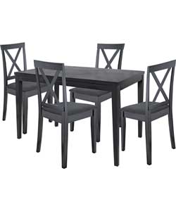 Black Dining Table and 4 Cross Back Chairs