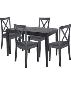 Milano Black Dining Table and 4 Cross Back Chairs