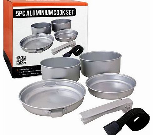 Milestone Camping Aluminium Cook Set (Pack of 5) - Silver