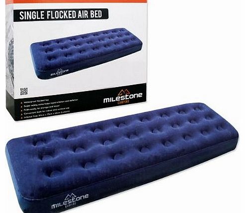 Milestone Camping Single Flocked Airbed - Blue