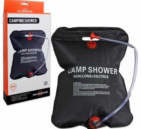 Milestone Camping Solar Shower - Black, 20 Litres