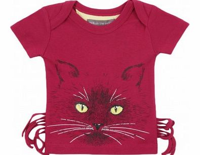 Cat Moustache Baby T-shirt Plum `3 months,6