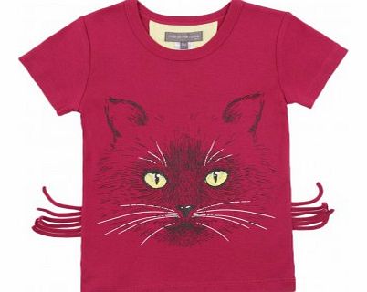Cat Moustaches T-shirt Plum `2 years,4 years,6