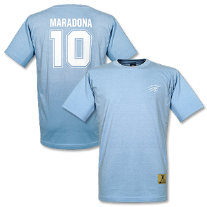 Milla International 2005 Maradona Embossed Signature Tee - Sky/White