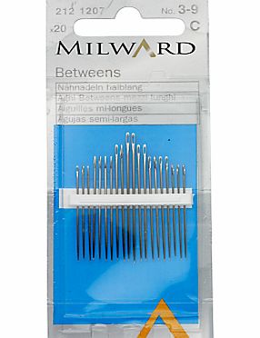 Milward Betweens Quilting Needles, Sizes 3-9,