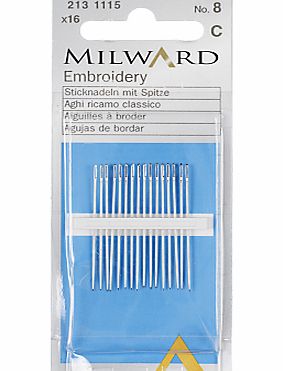 Milward Embroidery Needles, Pack of 16