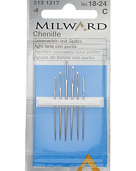 Milward Millward Chenille Needles, Sizes 18-24, Pack of 6