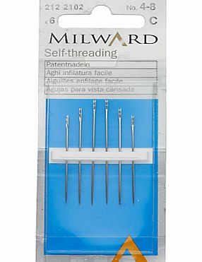 Milward Self-Threading Needles, Sizes 4-8, Pack