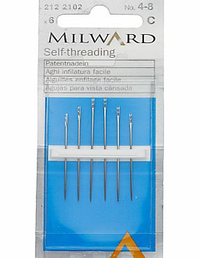 Milward Self-Threading Needles, Sizes 4-8, Pack