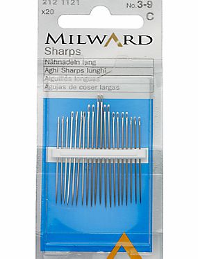 Milward Sharps Sewing Needles, Sizes 3-9, Pack