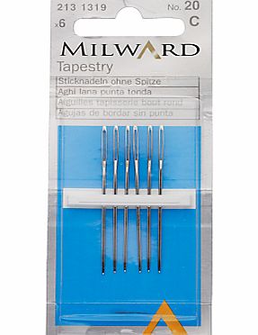 Milward Tapestry Needles, Size 20, Pack of 6
