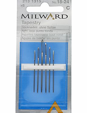 Milward Tapestry Needles, Sizes 18-24, Pack of 6
