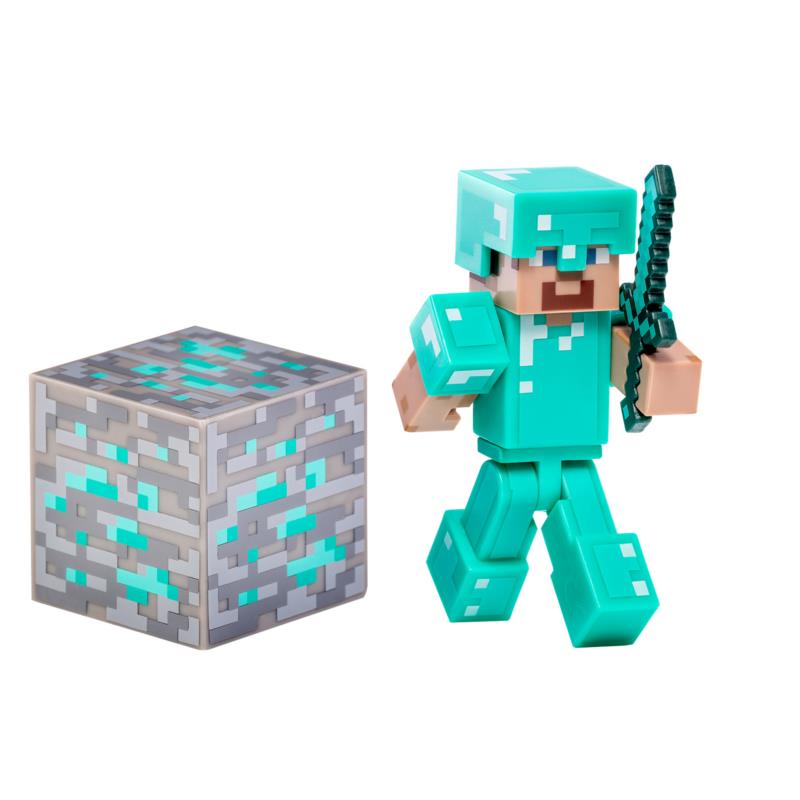 Minecraft 3 In Figures - Steve W/diamond Armour