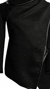 Minetom Women Lady Long Warm Leather Sleeve Jacket Coat Parka Windbreaker (Black S)