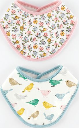 Mini Boden 2 Pack Dribble Bibs Birds/Snowdrop Sprig Mini