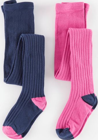 Mini Boden, 1669[^]35004944 2 Pack Ribbed Tights Navy/Pink Fondant Mini