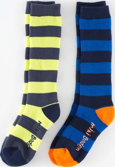 Mini Boden, 1669[^]35148584 2 Pack Ski Socks Cobalt/Acid Yellow Mini Boden,