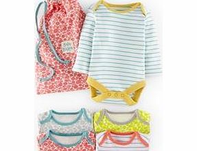 Mini Boden 5 Pack Bodies, Ditsy Vine/Breton Stripe 34598847