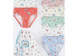 Mini Boden 7 Pack Pants, Rosy Dot Pack,Robins/Snowflakes