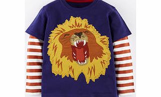 Mini Boden Big Creature T-shirt, French Navy Lion,Thistle