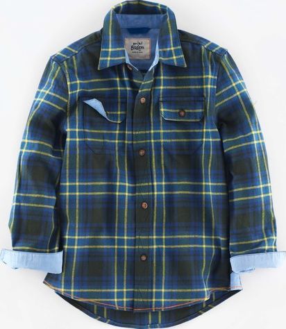 Mini Boden, 1669[^]34933614 Brushed Check Shirt Bottle Green Check Mini