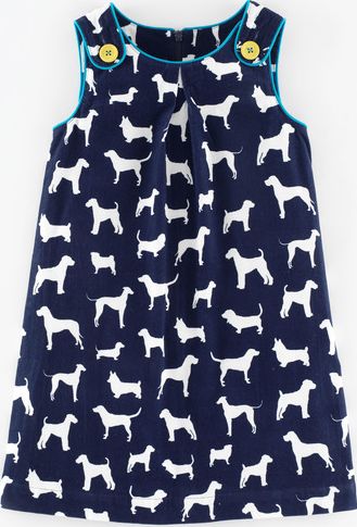 Mini Boden Button Pinafore Dress Navy Walkies Cord Mini