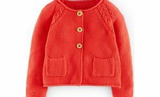 Mini Boden Cable Cardigan, Hot Coral,Soft Navy,Oatmeal Marl