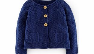 Mini Boden Cable Cardigan, Soft Navy,Hot Coral,Oatmeal Marl