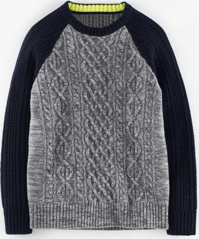 Mini Boden, 1669[^]35024280 Cable Jumper Cadet Blue/Grey Mini Boden, Cadet