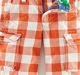 Mini Boden Cargo Shorts, Goldfish/Ecru Gingham 34590471