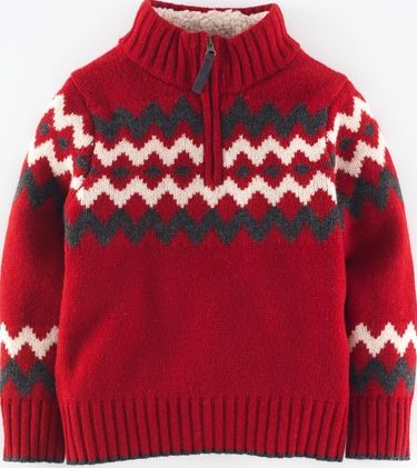 Mini Boden, 1669[^]34930073 Chunky Half Zip Claret Fair Isle Mini Boden,