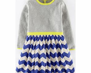 Mini Boden Colourful Knitted Dress, Grey Marl Chevron