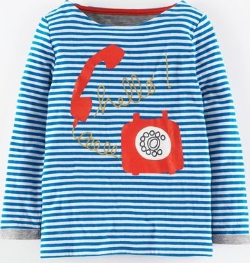 Mini Boden, 1669[^]34967893 Cosy Glittery Graphic T-shirt Paradise Blue